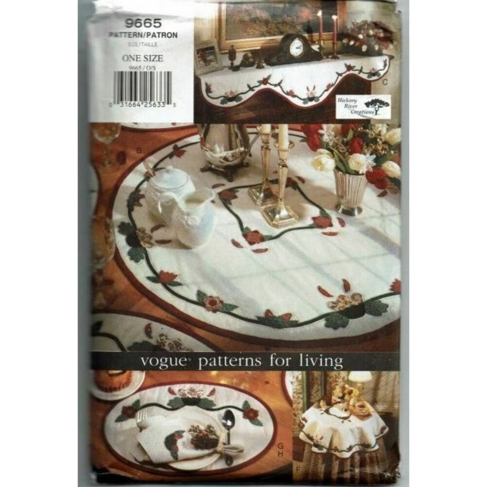 Vogue Patterns 9665 Home Table & Chair Decor Set Appliques Pattern